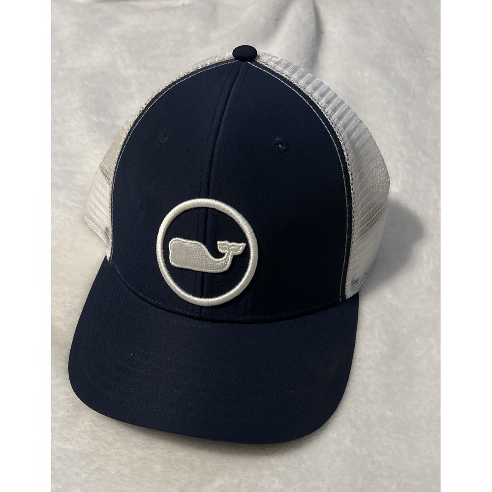 Vineyard Vines Whale Dot Golf Performance Trucker Hat Cap Adjustable Mesh Navy